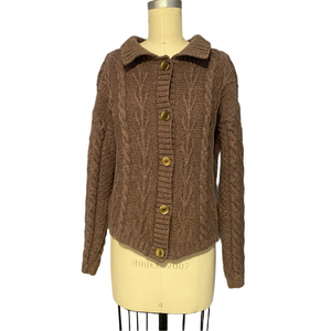 Irish 100% Wool Cardigan Sweater Light Purple Small -Doogan Donegal Ireland